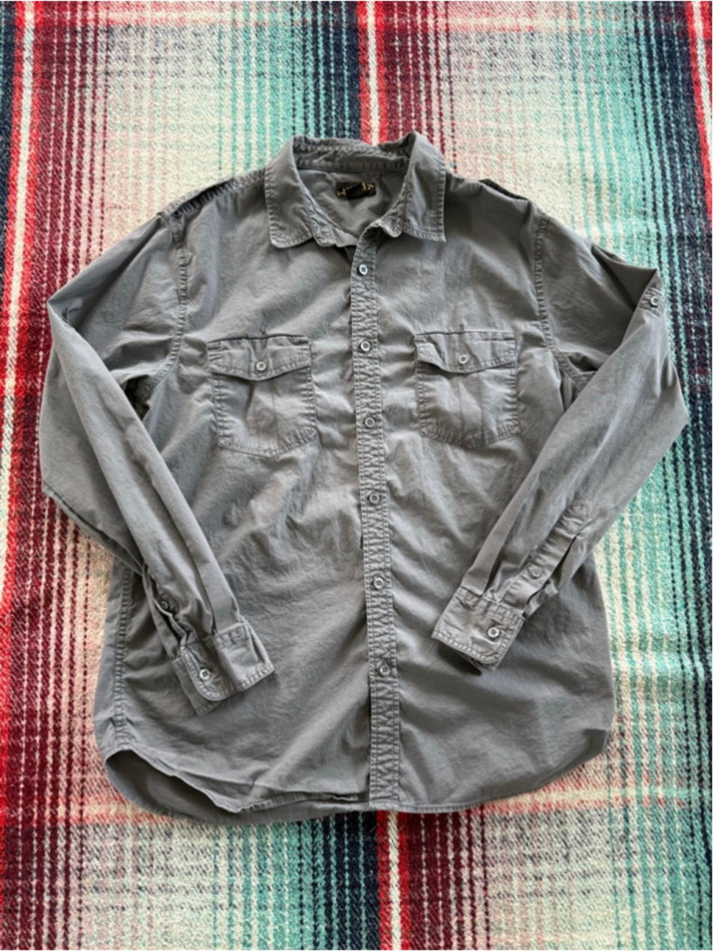 Vintage Helix Gray Long Sleeve Casual Button Down Shirt L